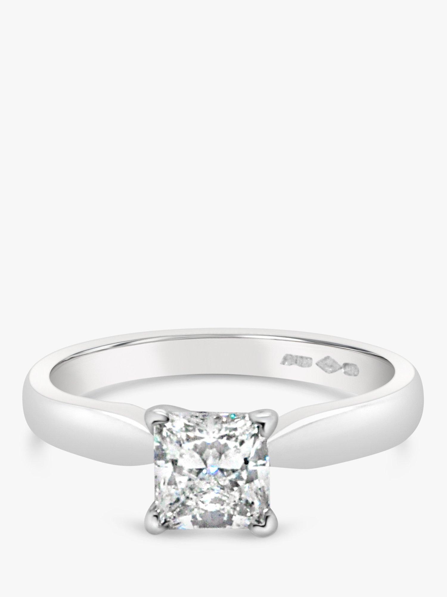 Product image 1 of 5, which shows Milton & Humble Jewellery Pre-Loved Platinum Solitaire Square Diamond Ring