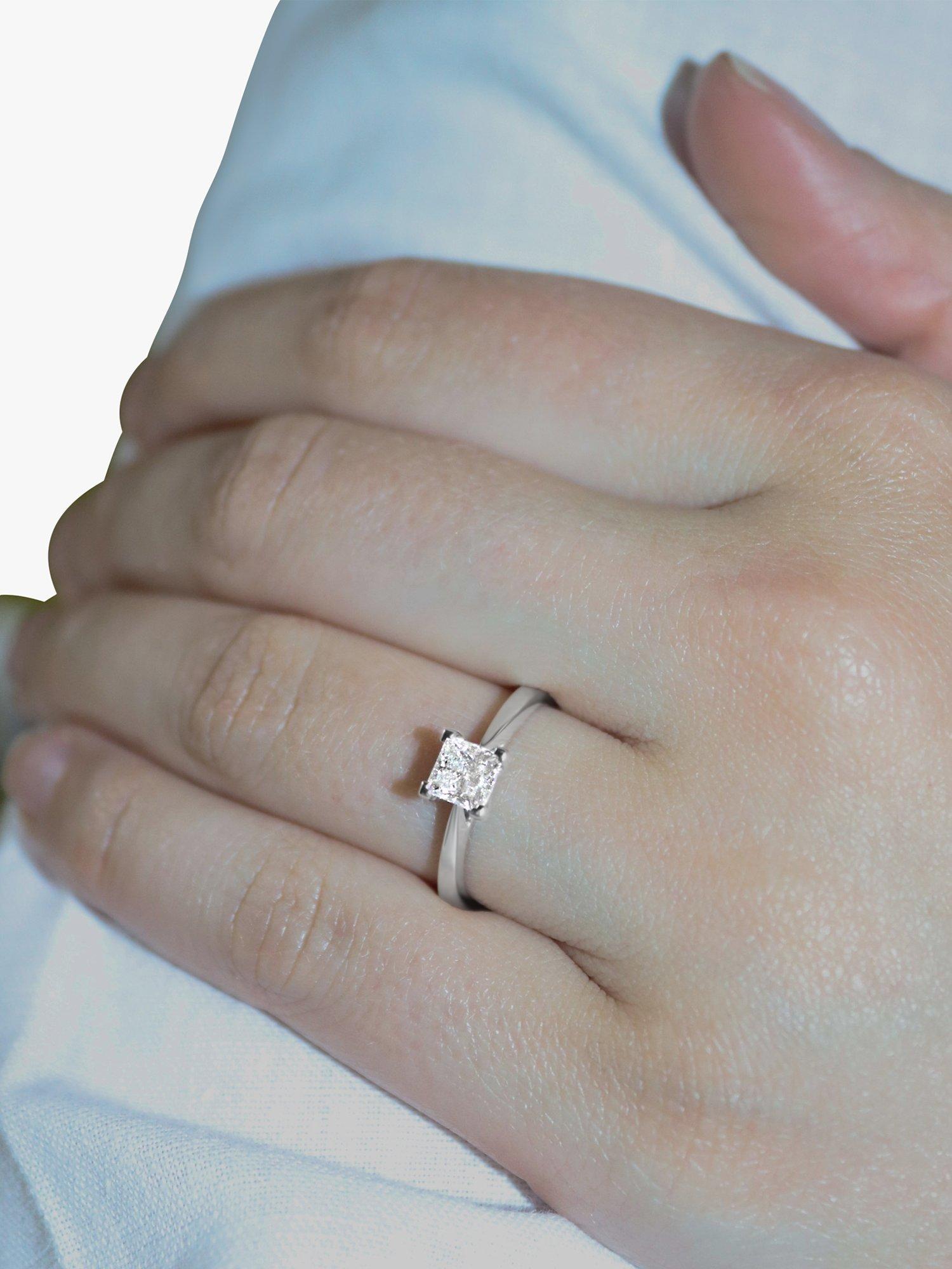 Product image 4 of 5, which shows Milton & Humble Jewellery Pre-Loved Platinum Solitaire Square Diamond Ring