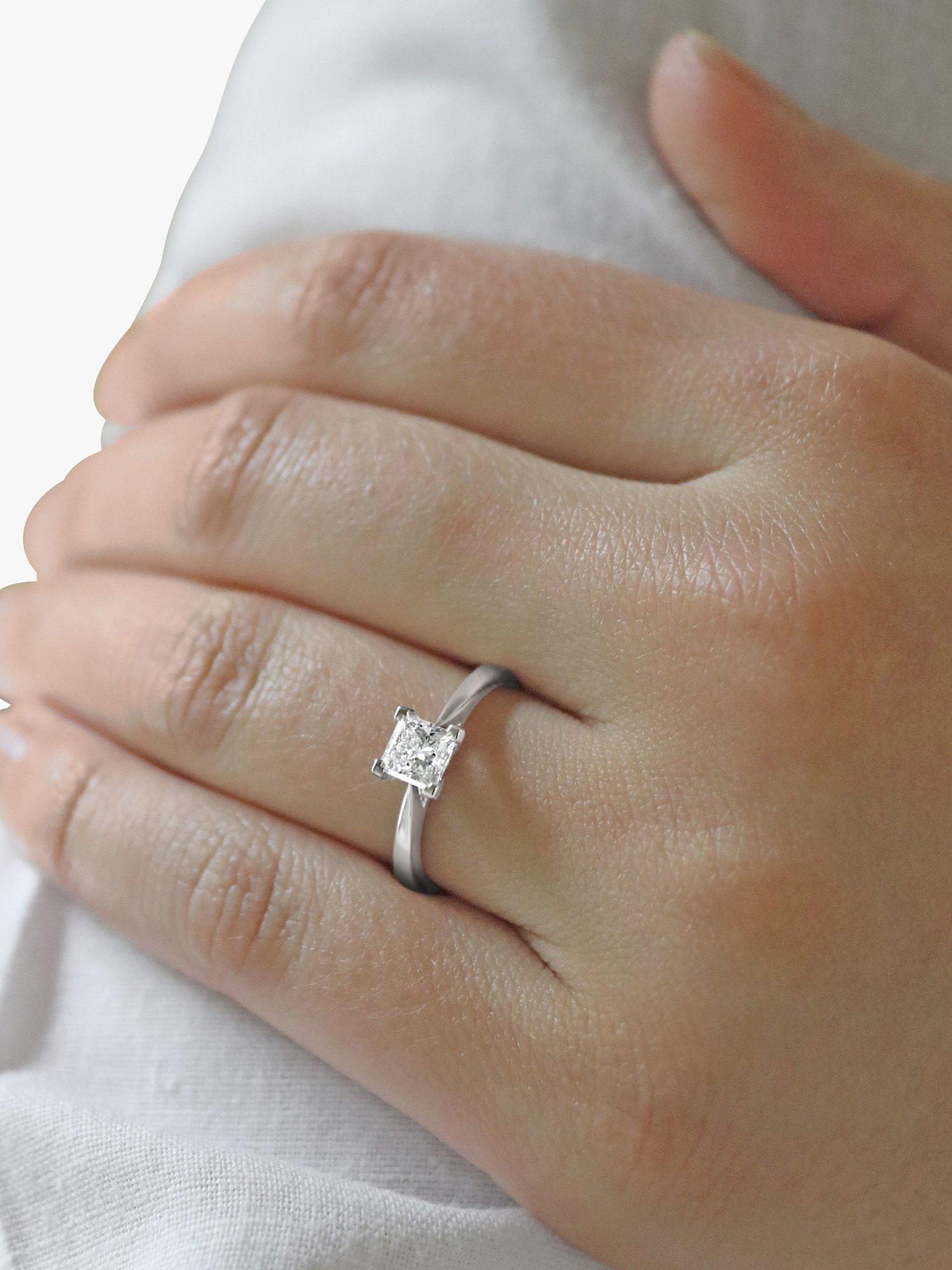 Product image 5 of 5, which shows Milton & Humble Jewellery Pre-Loved Platinum Solitaire Square Diamond Ring