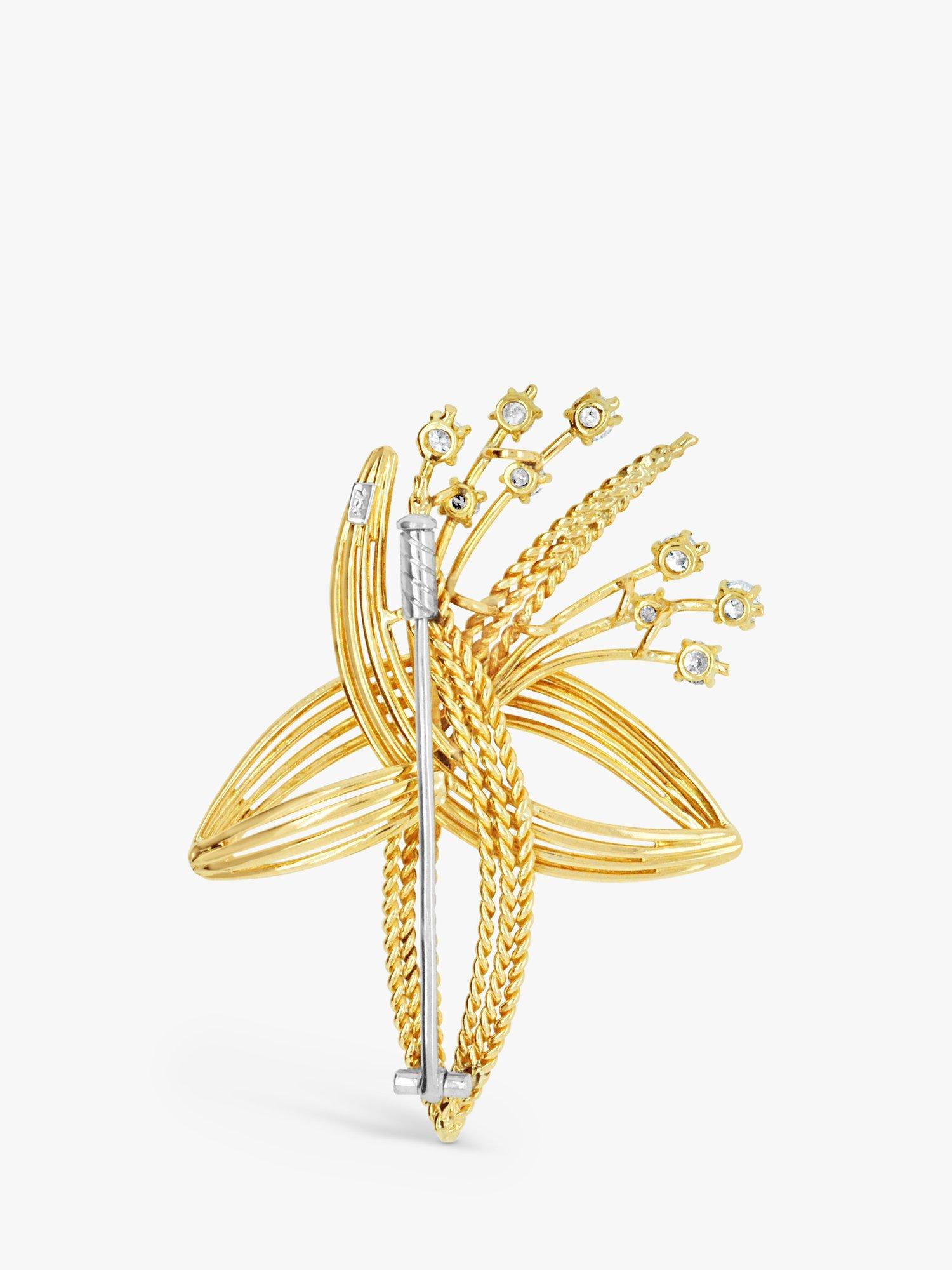 Product image 2 of 3, which shows Milton & Humble Jewellery Pre-Loved Fred E Ullman 18ct Yellow Gold Diamond Wheatsheaf Brooch, Dated London 1965/1966