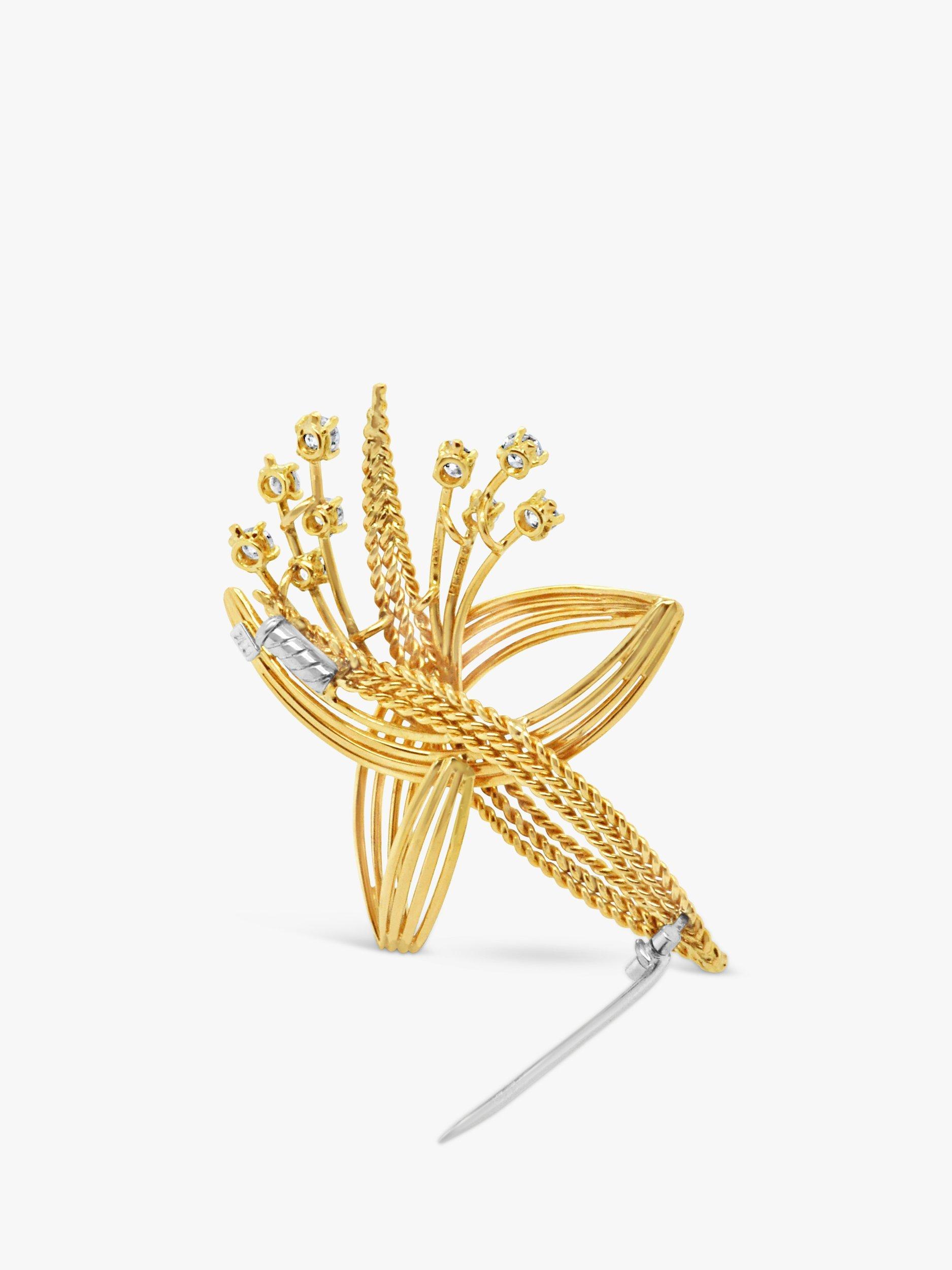 Product image 3 of 3, which shows Milton & Humble Jewellery Pre-Loved Fred E Ullman 18ct Yellow Gold Diamond Wheatsheaf Brooch, Dated London 1965/1966