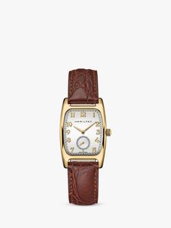 Hamilton x Indiana Jones H13431553 Unisex American Classic Boulton Small Second Leather Strap Watch, Brown/Gold, Brown/Gold