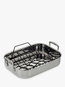 Le Creuset 3-Ply Stainless Steel Roaster & Non-Stick Rack, 35cm, Stainless Steel