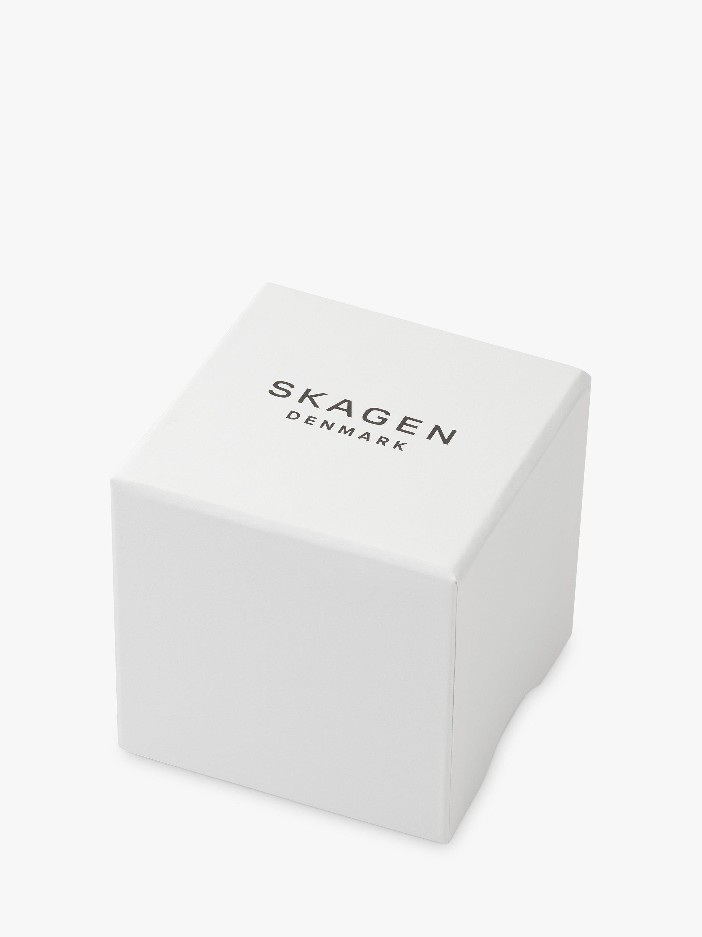 Product image 6 of 6, which shows Skagen Men's Kuppel Leather Strap Watch, Brown/Blue