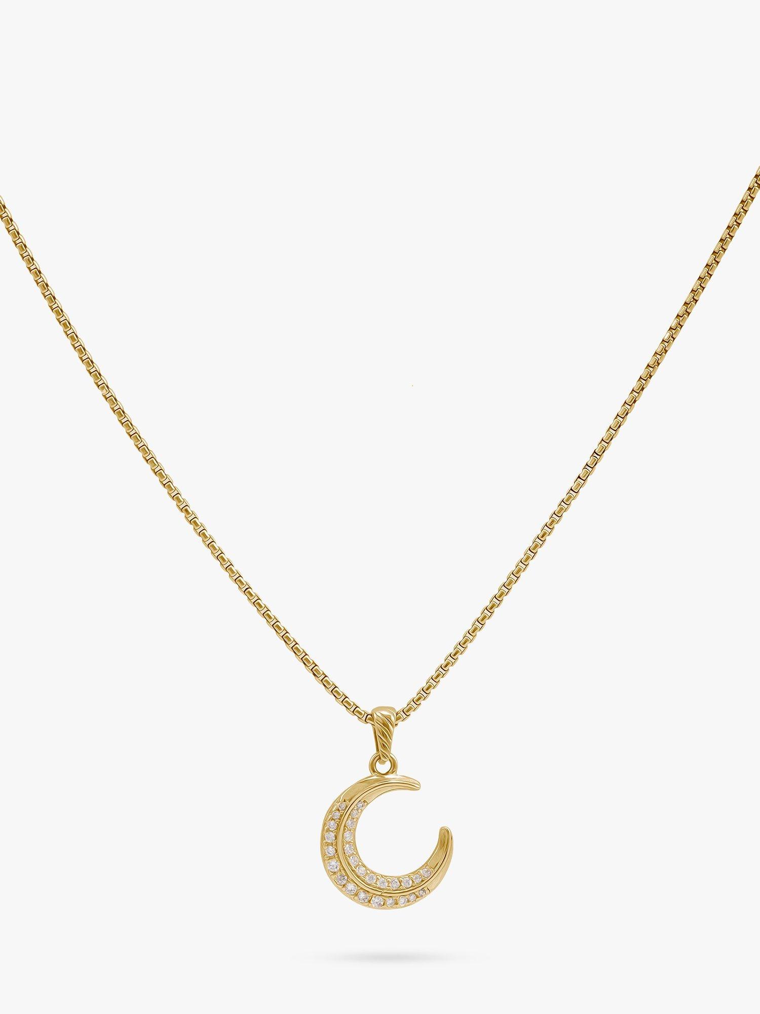 Product image 1 of 1, which shows LARNAUTI Cubic Zirconia Moon Pendant Necklace, Gold