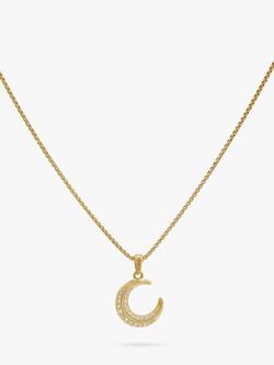 LARNAUTI Cubic Zirconia Moon Pendant Necklace, Gold, Yellow Gold