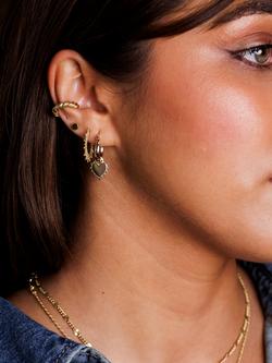 LARNAUTI Heart Hoop Earrings, Gold - view 2, Yellow Gold