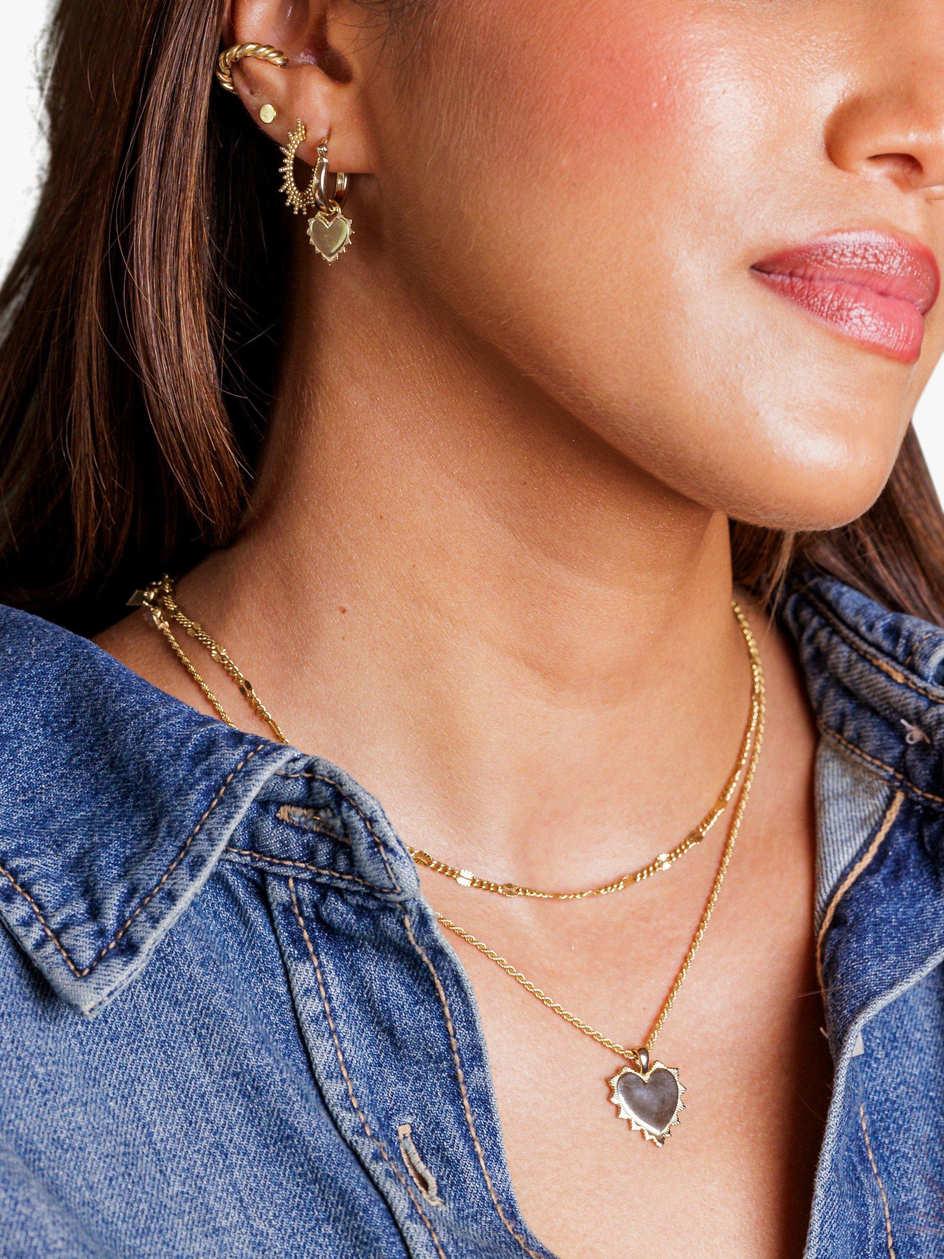 Product image 3 of 3, which shows LARNAUTI Heart Hoop Earrings, Gold
