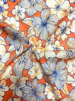 Viscount Textiles Floral Cotton Lawn Fabric, Multi, Orange