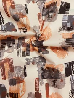 Viscount Textiles Abstract Cotton Lawn Fabric, Multi Brown, Natural