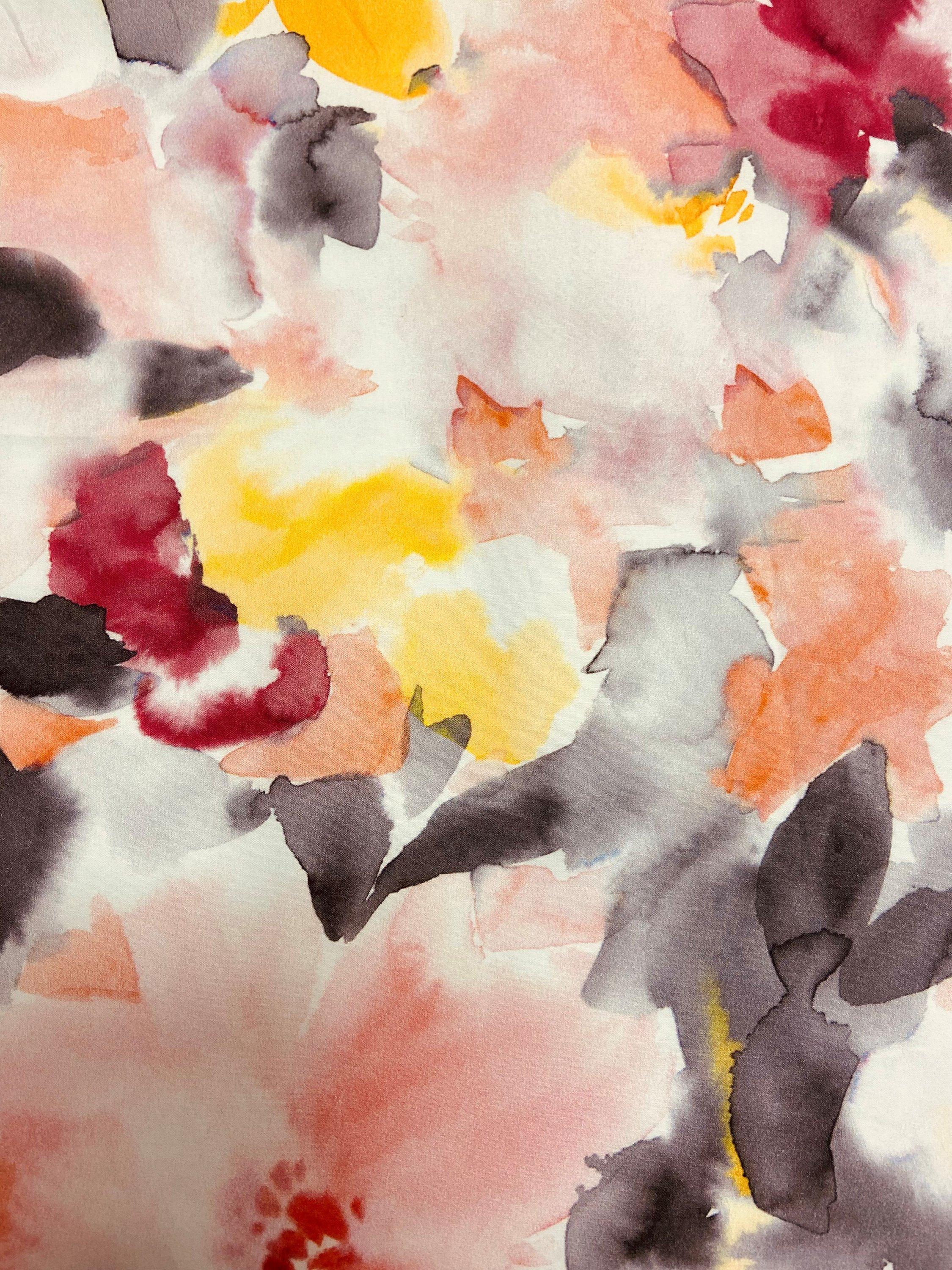 Viscount Textiles Watercolour Floral Cotton Lawn Fabric, Multi