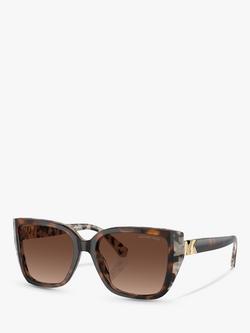Michael Kors MK2199 Women's Acadia Polarised D-Frame Sunglasses, Dark Cream Tortoise/Brown Gradient, Dark Cream Tortoise/Brown Gradient
