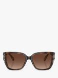 Michael Kors MK2199 Women's Acadia Polarised D-Frame Sunglasses, Dark Cream Tortoise/Brown Gradient