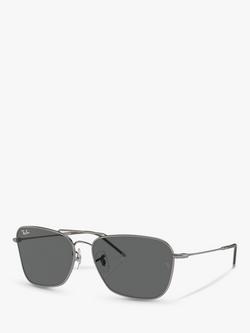 Ray-Ban RBR0102S Unisex Caravan Reverse Aviator Sunglasses, Gunmetal/Grey