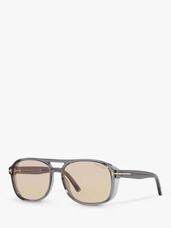TOM FORD TF1022 Men's Rosco Square Sunglasses, Grey/Beige, Grey