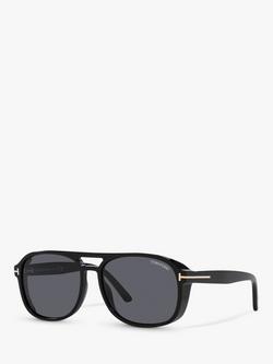 TOM FORD TF1022 Men's Rosco Square Sunglasses, Shiny Black/Grey, Black Shiny