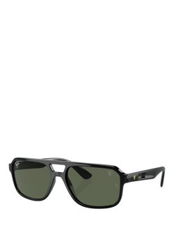 Ray-Ban RB4414M Scuderia Ferrari Men's Irregular Sunglasses, Black/Green, Black/Green