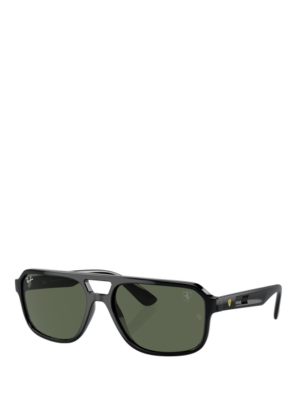Ray-Ban RB4414M Scuderia Ferrari Men's Irregular Sunglasses, Black/Green, Black/Green