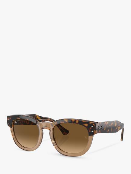 Ray-Ban RB0298S Unisex Polarised Mega Hawkeye Sunglasses, Havana On Transparent Brown/Brown Gradient, Havana On Transparent Brown/Brown Gradient