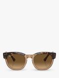 Ray-Ban RB0298S Unisex Polarised Mega Hawkeye Sunglasses, Havana On Transparent Brown/Brown Gradient