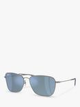 Ray-Ban RBR0102S Unisex Caravan Reverse Aviator Sunglasses, Gunmetal/Mirror Blue