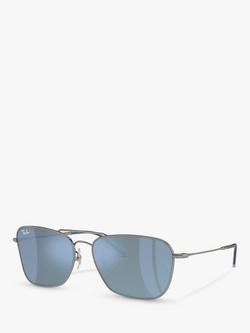 Ray-Ban RBR0102S Unisex Caravan Reverse Aviator Sunglasses, Gunmetal/Mirror Blue