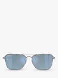 Ray-Ban RBR0102S Unisex Caravan Reverse Aviator Sunglasses, Gunmetal/Mirror Blue