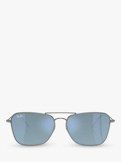 Ray-Ban RBR0102S Unisex Caravan Reverse Aviator Sunglasses - view 2, Gunmetal/Mirror Blue