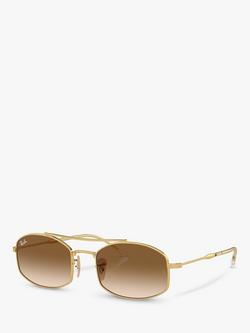 Ray-Ban RB3719 Unisex Oval Sunglasses, Arista Gold/Brown Gradient, Arista Gold/Brown Gradient