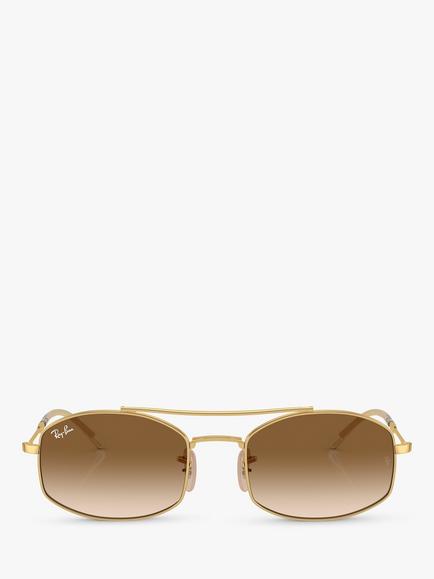 Ray-Ban RB3719 Unisex Oval Sunglasses, Arista Gold/Brown Gradient - view 2, Arista Gold/Brown Gradient