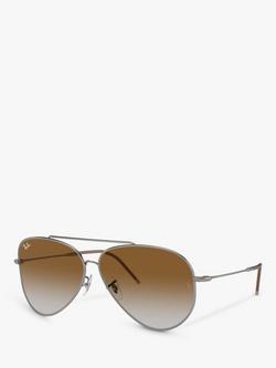 Ray-Ban RBR0101S Unisex Aviator Reverse Sunglasses, Gunmetal/Brown Gradient, Gunmetal/Brown Gradient