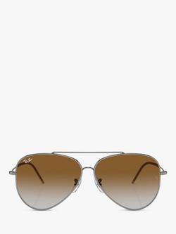Ray-Ban RBR0101S Unisex Aviator Reverse Sunglasses, Gunmetal/Brown Gradient - view 2, Gunmetal/Brown Gradient