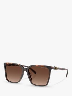 Michael Kors MK2197U Women's Canberra Polarised Round Sunglasses, Dark Tortoise/Brown Gradient