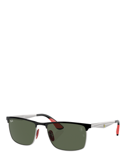 Ray-Ban RB3726 Men's Rectangular Sunglasses, Black/Silver, Black/Silver