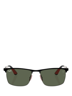 Ray-Ban RB3726 Men's Rectangular Sunglasses, Black/Silver - view 2, Black/Silver