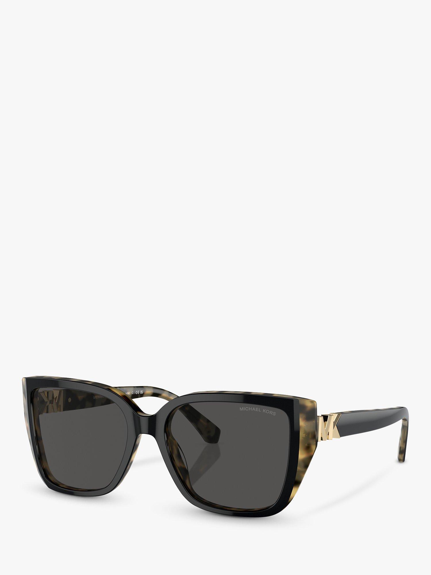 Product image 1 of 5, which shows Michael Kors MK2199 Women's Acadia D-Frame Sunglasses, Black on Amber Tortoise/Grey
