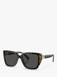 Michael Kors MK2199 Women's Acadia D-Frame Sunglasses, Black on Amber Tortoise/Grey