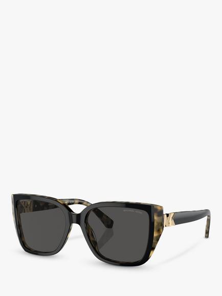 Michael Kors MK2199 Women's Acadia D-Frame Sunglasses, Black on Amber Tortoise/Grey, Black on Amber Tortoise/Grey