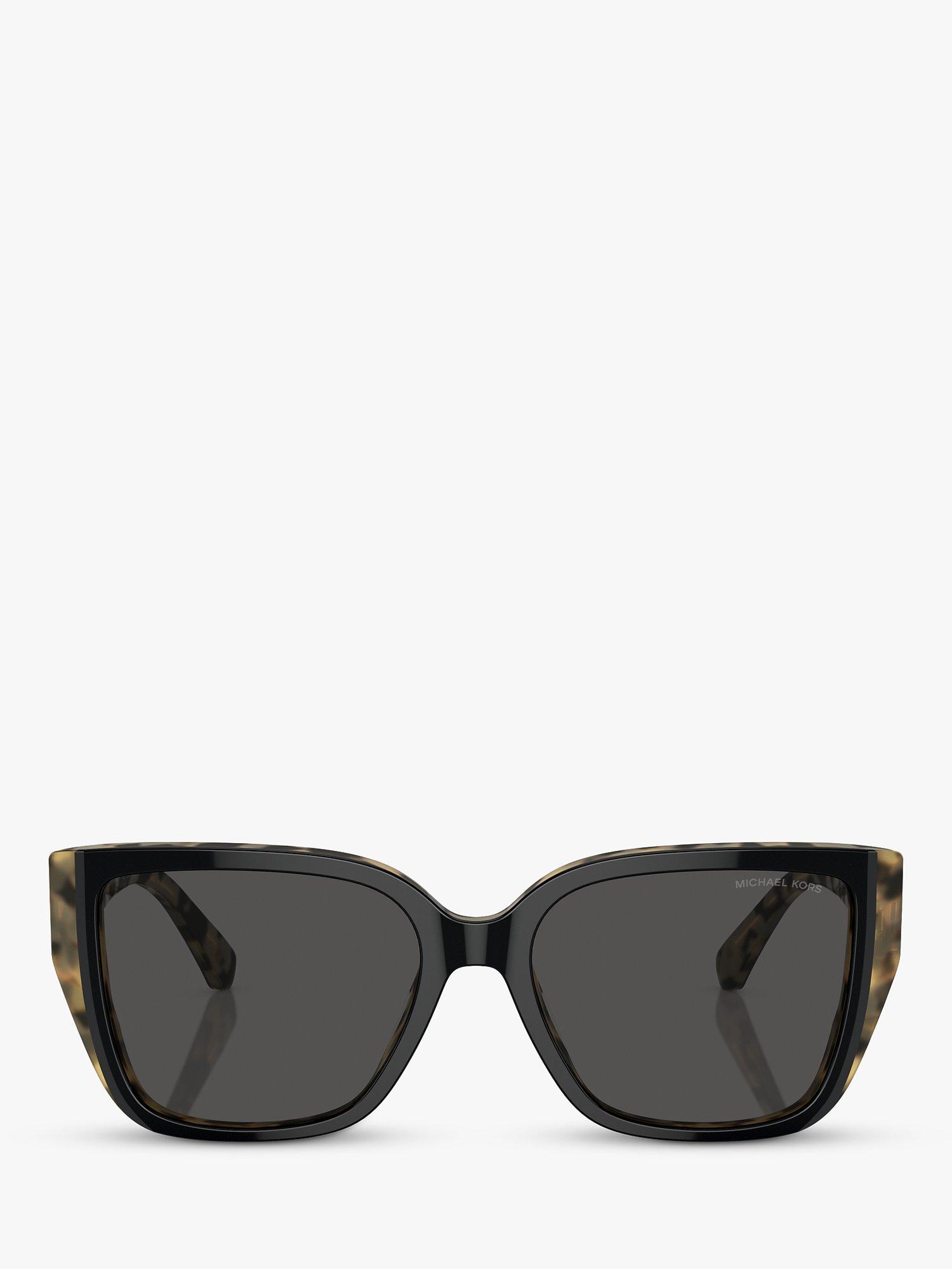 Product image 2 of 5, which shows Michael Kors MK2199 Women's Acadia D-Frame Sunglasses, Black on Amber Tortoise/Grey