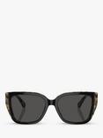 Michael Kors MK2199 Women's Acadia D-Frame Sunglasses, Black on Amber Tortoise/Grey