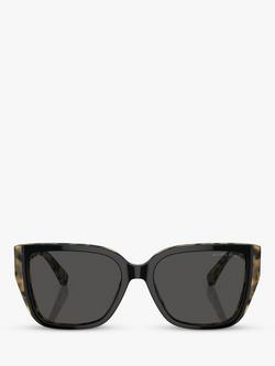 Michael Kors MK2199 Women's Acadia D-Frame Sunglasses, Black on Amber Tortoise/Grey - view 2, Black on Amber Tortoise/Grey