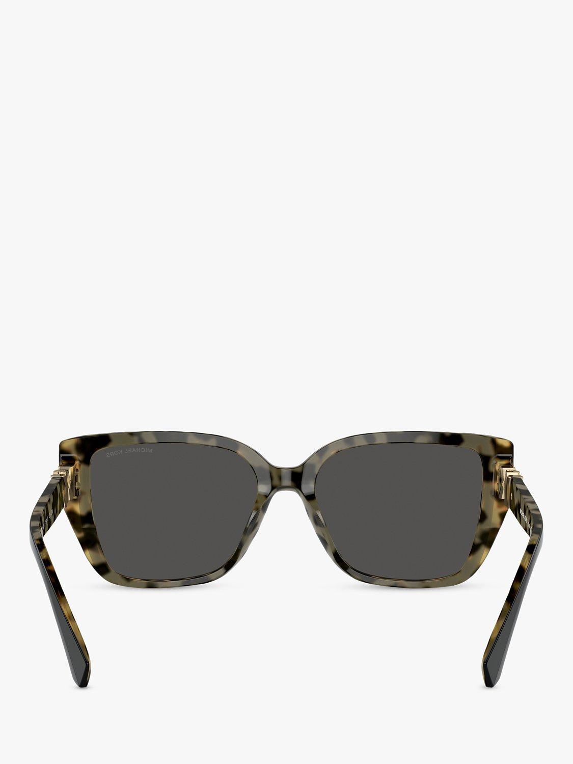Product image 4 of 5, which shows Michael Kors MK2199 Women's Acadia D-Frame Sunglasses, Black on Amber Tortoise/Grey