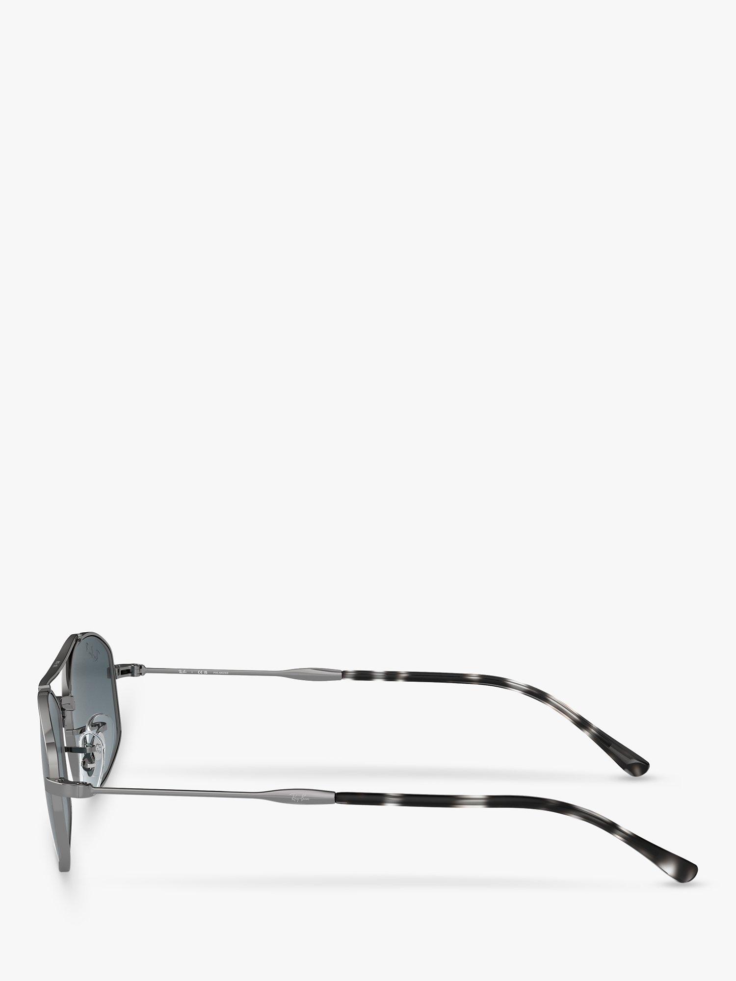 Product image 3 of 5, which shows Ray-Ban RB37190 Unisex Polarised Oval Sunglasses, Gunmetal/Blue Gradient