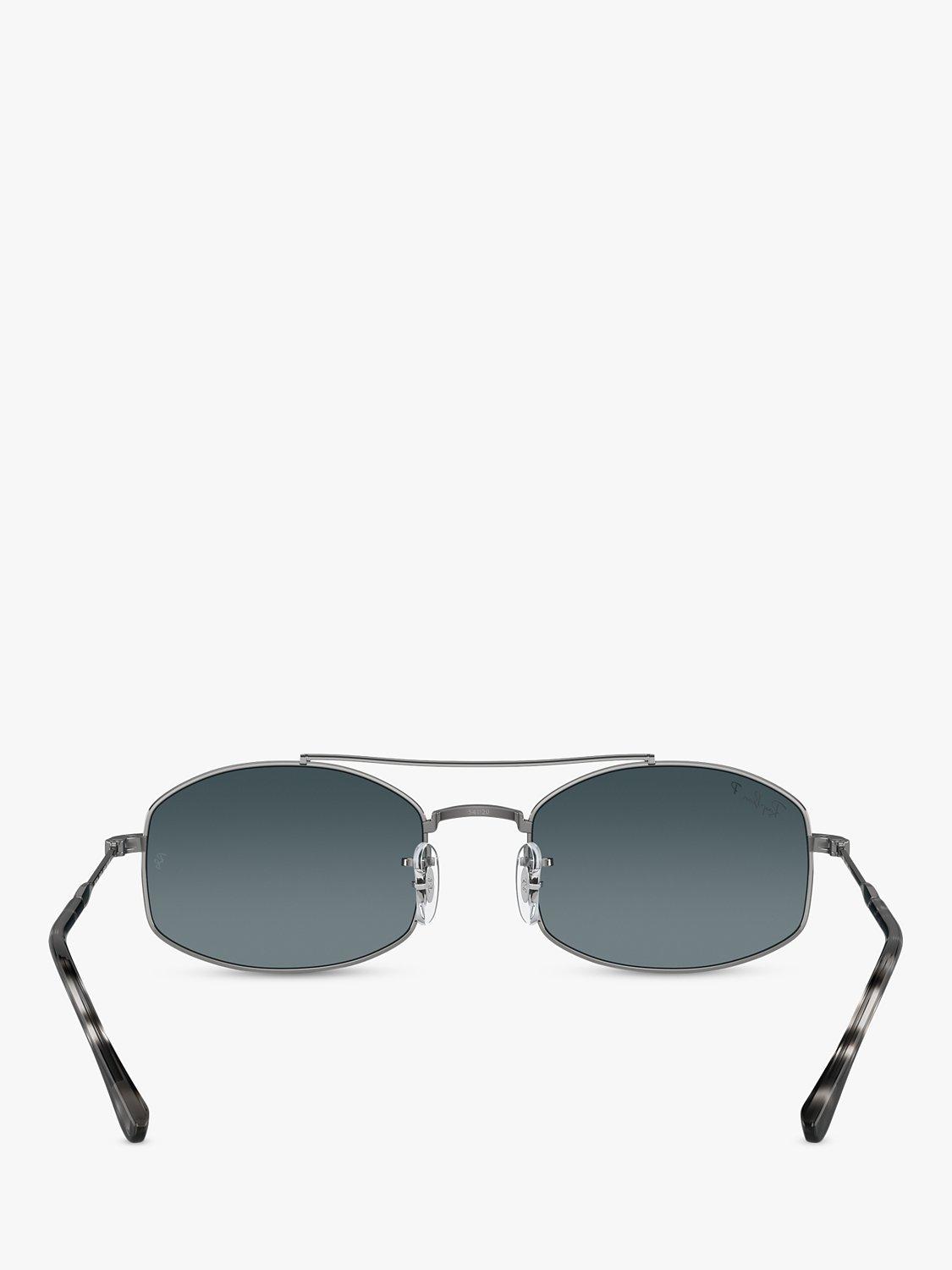 Product image 4 of 5, which shows Ray-Ban RB37190 Unisex Polarised Oval Sunglasses, Gunmetal/Blue Gradient