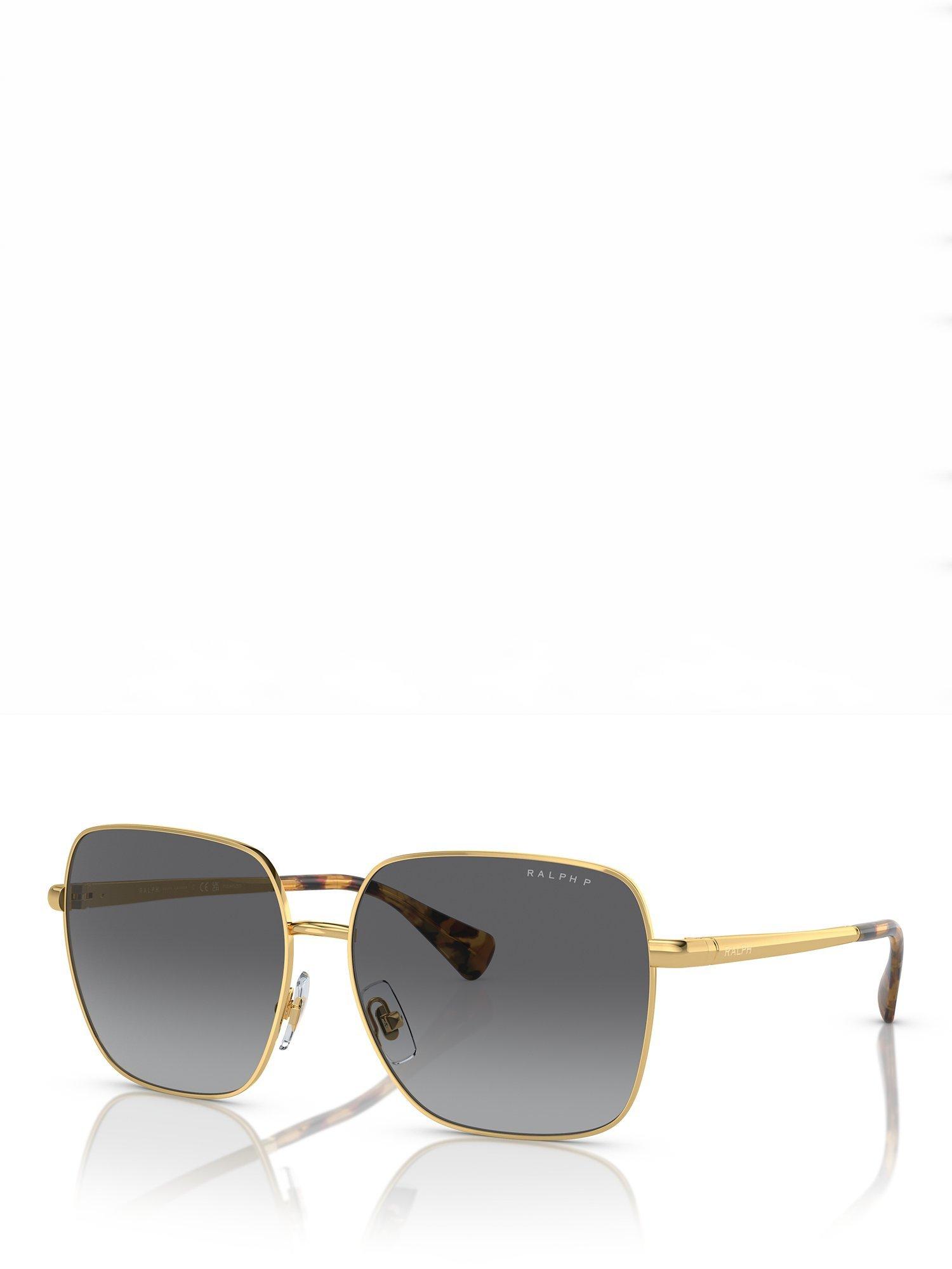 Product image 1 of 5, which shows Ralph RA4142 Women's Square Sunglasses, Shiny Gold