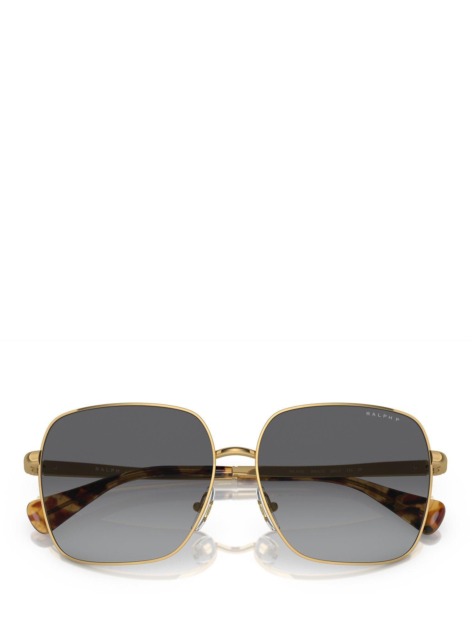 Product image 5 of 5, which shows Ralph RA4142 Women's Square Sunglasses, Shiny Gold