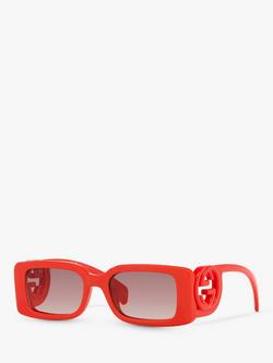 Gucci GG1325S Women's Rectangular Sunglasses, Shiny Red/Brown Gradient, Shiny Red/Brown Gradient