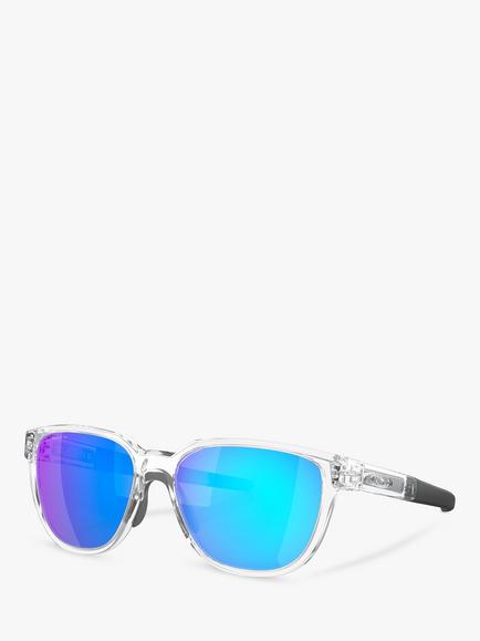 Oakley OO925 Men's Polarised Rectangular Sunglasses, Clear/Blue, Clear/Blue