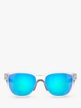 Oakley OO925 Men's Polarised Rectangular Sunglasses, Clear/Blue