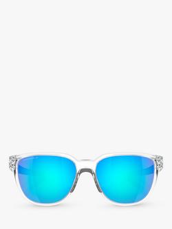Oakley OO925 Men's Polarised Rectangular Sunglasses, Clear/Blue - view 2, Clear/Blue